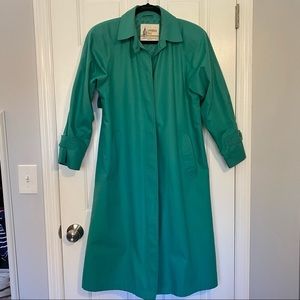 London Fog Teal Trench Coat Vintage rain coat lined- oversized look